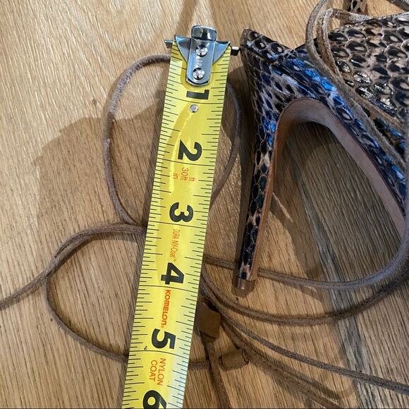 Alexa Wagner Snakeskin Open Back Ankle Strap Heels in Brown - Picture 8 of 8